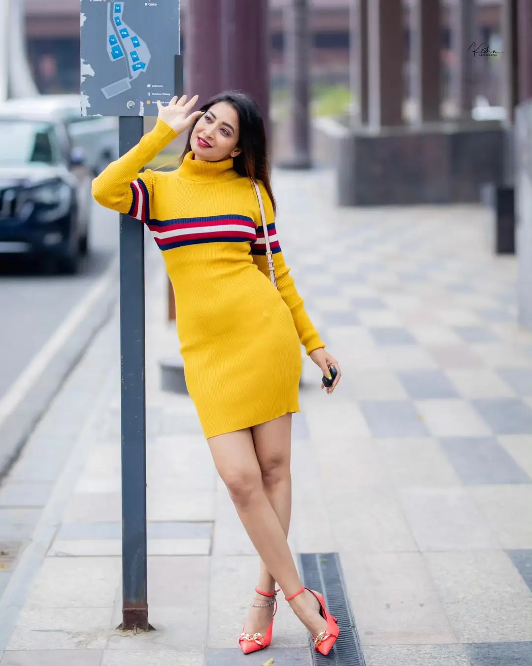 ETV Actress Bhanu Sri Long Legs Show in Yellow Top